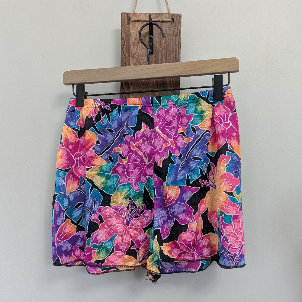 Vintage 90s Tropical Floral Swim‎ Cover Shorts